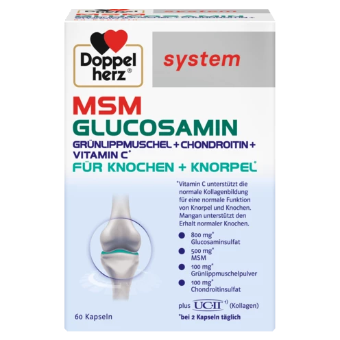 Abbildung der Produktverpackung Doppelherz system MSM Glucosamin Frontansicht